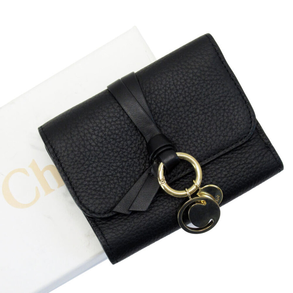 Chloe tri fold wallet black leather